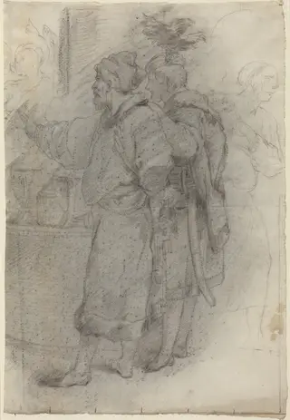Two Standing Courtiers, by Pietro Fancelli, chalk, 1820