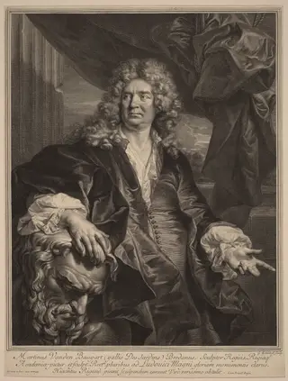 Martin Desjardins, by Gerard Edelinck, ink, 1674