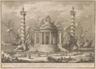 The Prima Macchina for the Chinea of 1760: The Temple of Neptune, by Giuseppe Vasi, ink, 1760