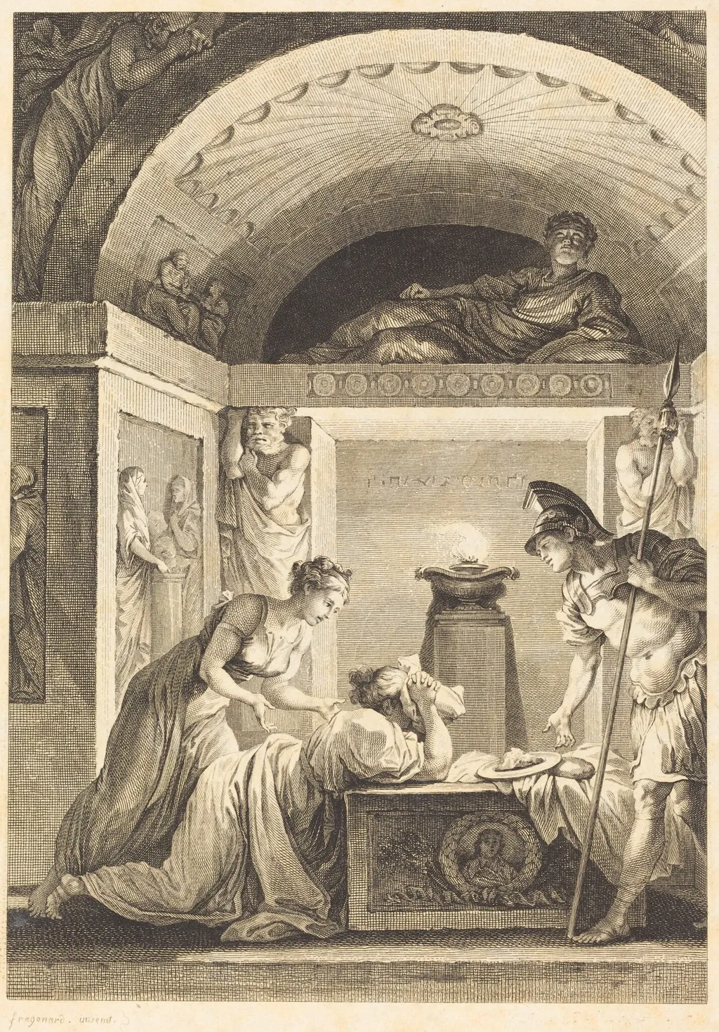 La matrone d'Ephese, by Jean-Louis Delignon, ink, 1793