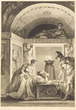 La matrone d'Ephese, by Jean-Louis Delignon, ink, 1793