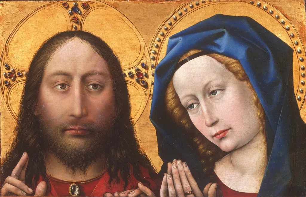 Christ and the Virgin, by Robert Campin, oil, 1424