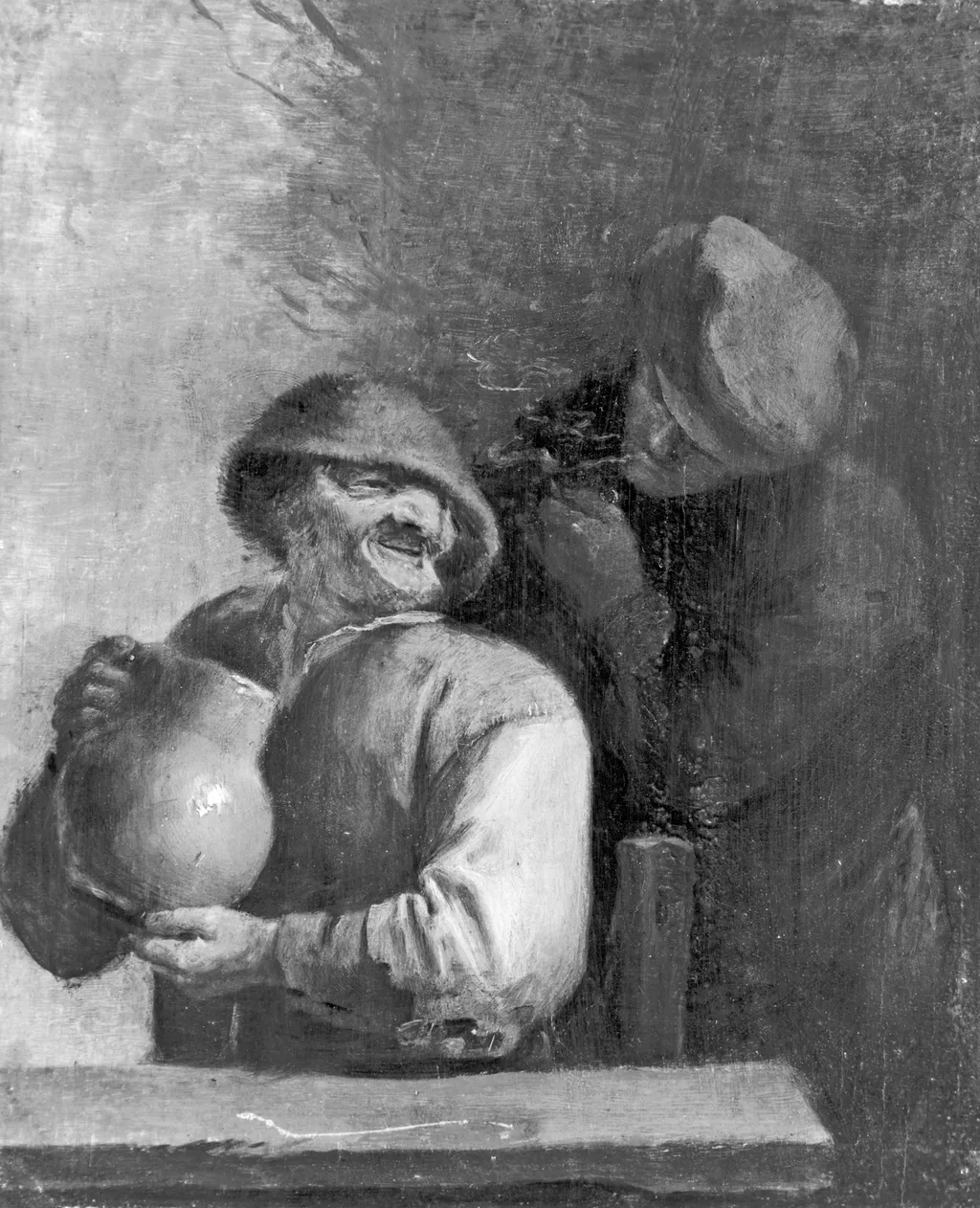 Two Peasants in an Inn, by Adriaen Brouwer, oil, 1630