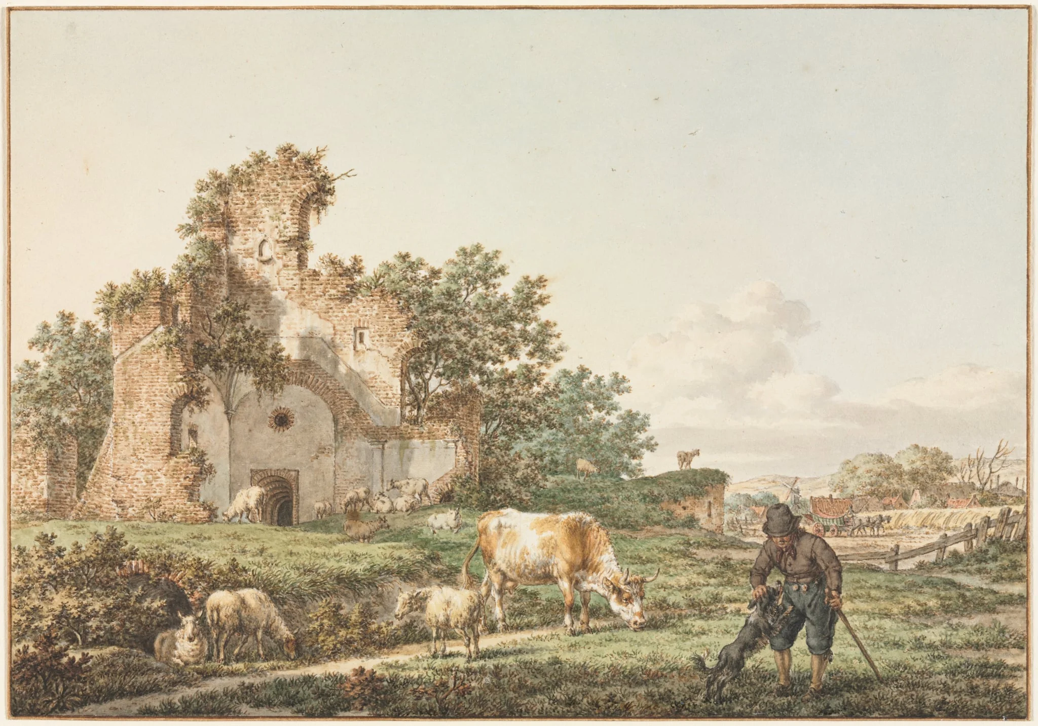 Pastoral Landscape with a Ruin, detail