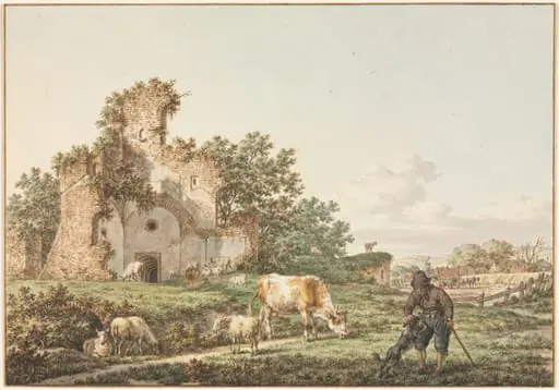 Pastoral Landscape with a Ruin, by Jacob Cats, 1799