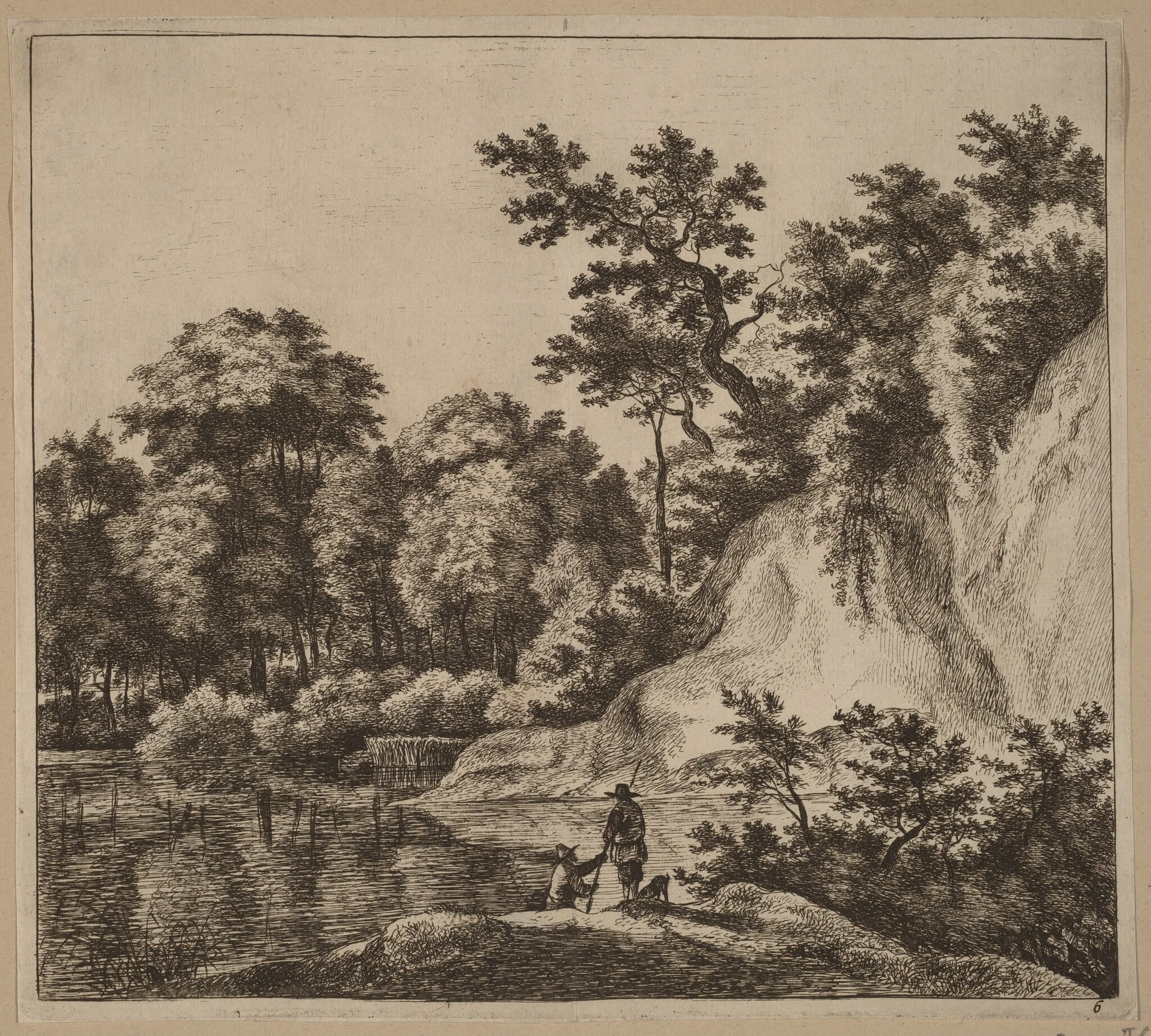 Landscape with River and Rock, detail