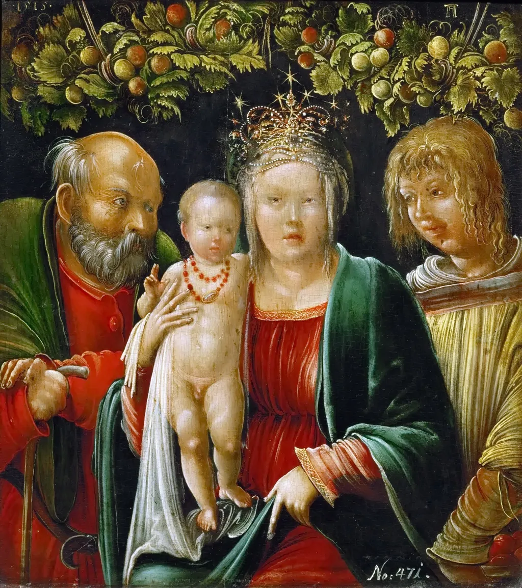 Holy Family with an Angel, by Albrecht Altdorfer, oil, 1515
