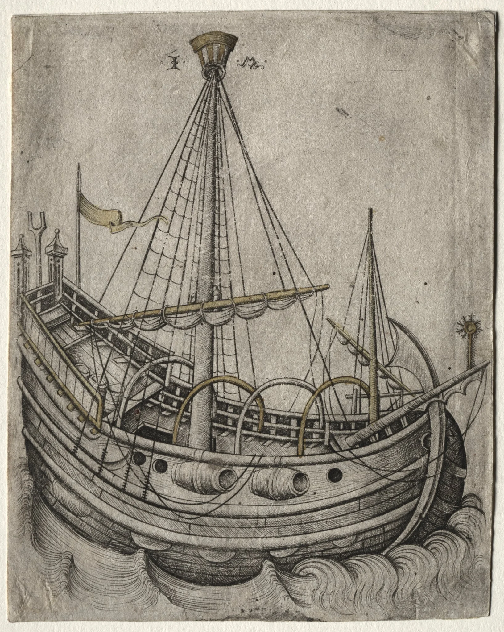 A Ship Moving Toward the Right, detail