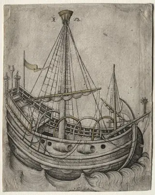 A Ship Moving Toward the Right, by Israhel van Meckenem, 1478