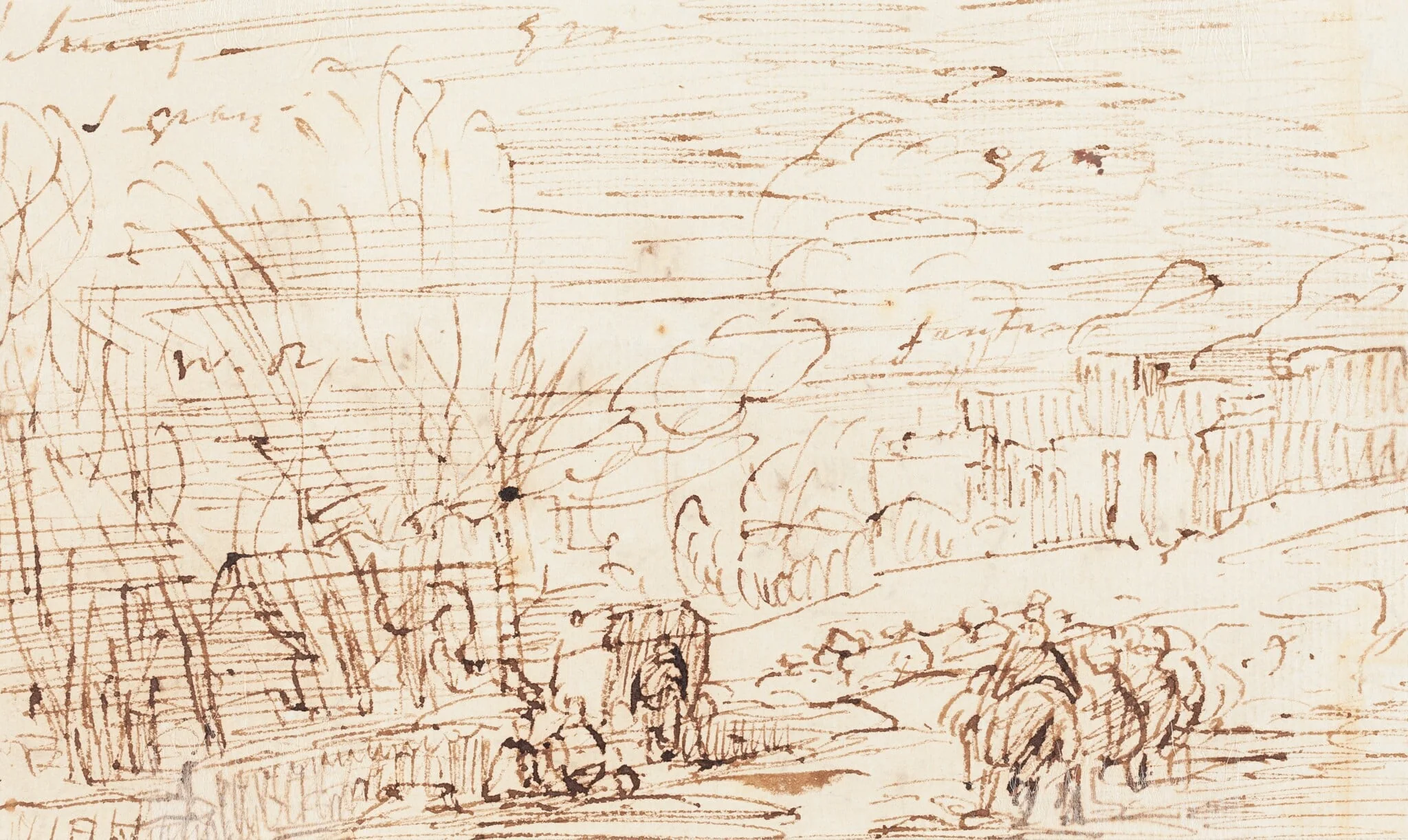 Figures in a Landscape [verso], detail