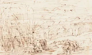 Figures in a Landscape [verso], by Thomas Barker, ink, 1808
