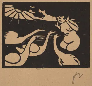 Bather with Swans (La baigneuse aux cygnes), by Félix Vallotton, ink, 1893