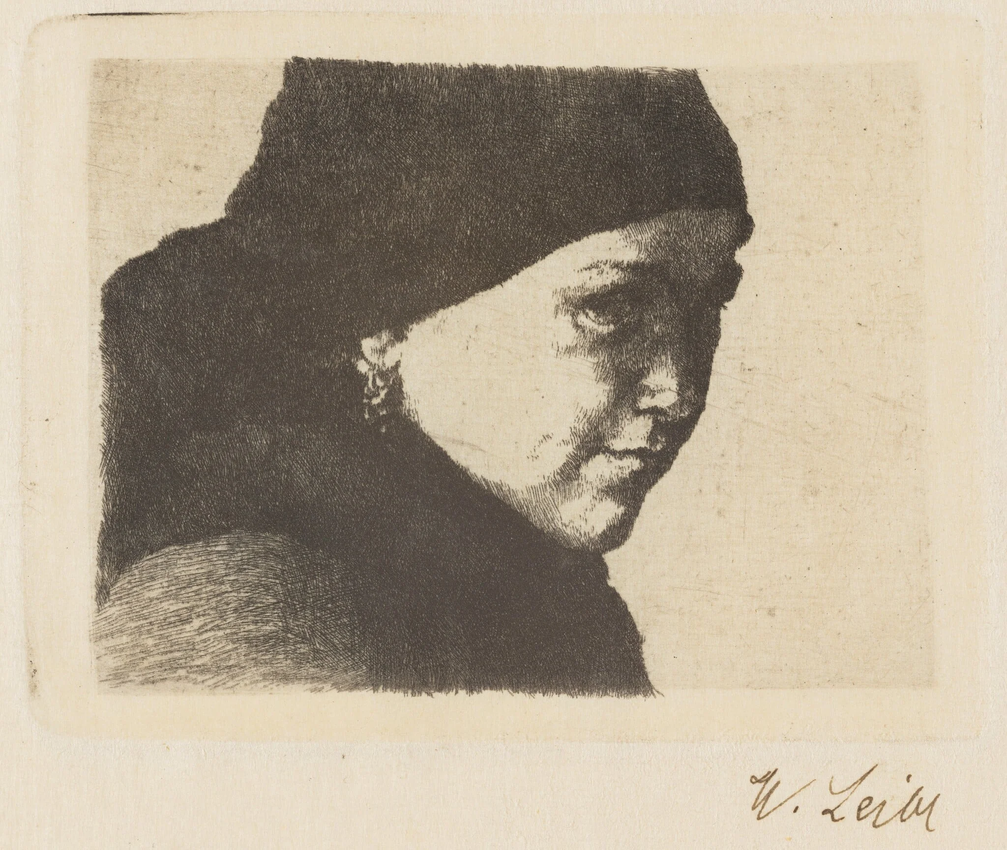 Therese Bauer (Head of a Young Farmgirl Facing Right), detail