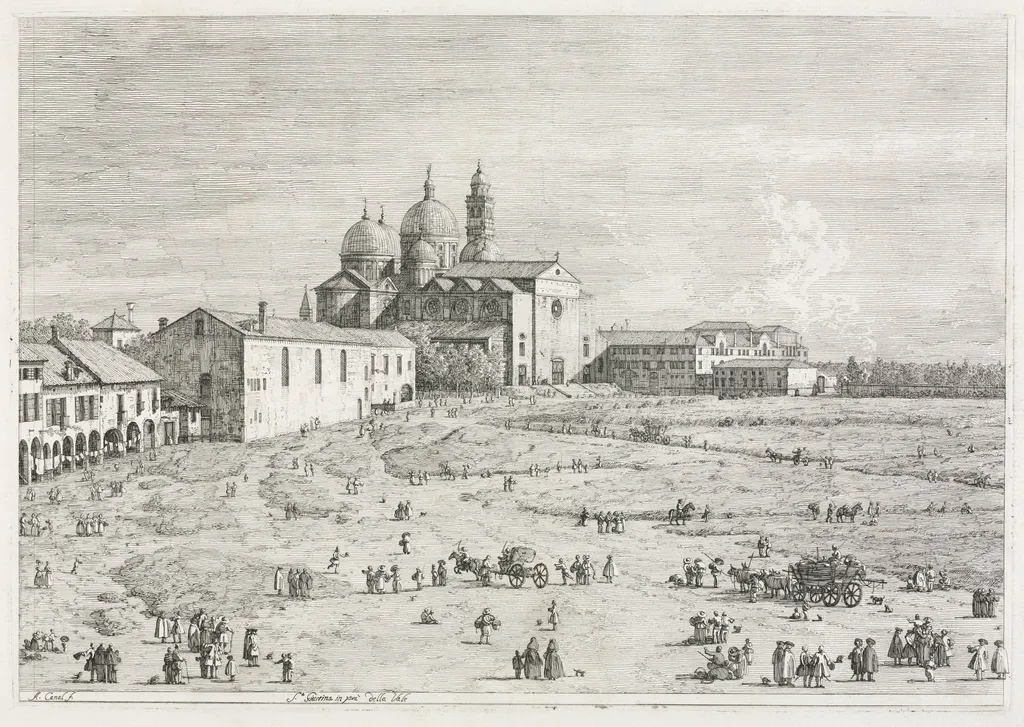 Views:  Church of Saint Justina in Prà della Valle, Padua, by Canaletto, 1740