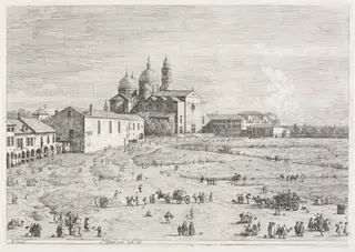 Views:  Church of Saint Justina in Prà della Valle, Padua, by Canaletto, 1740