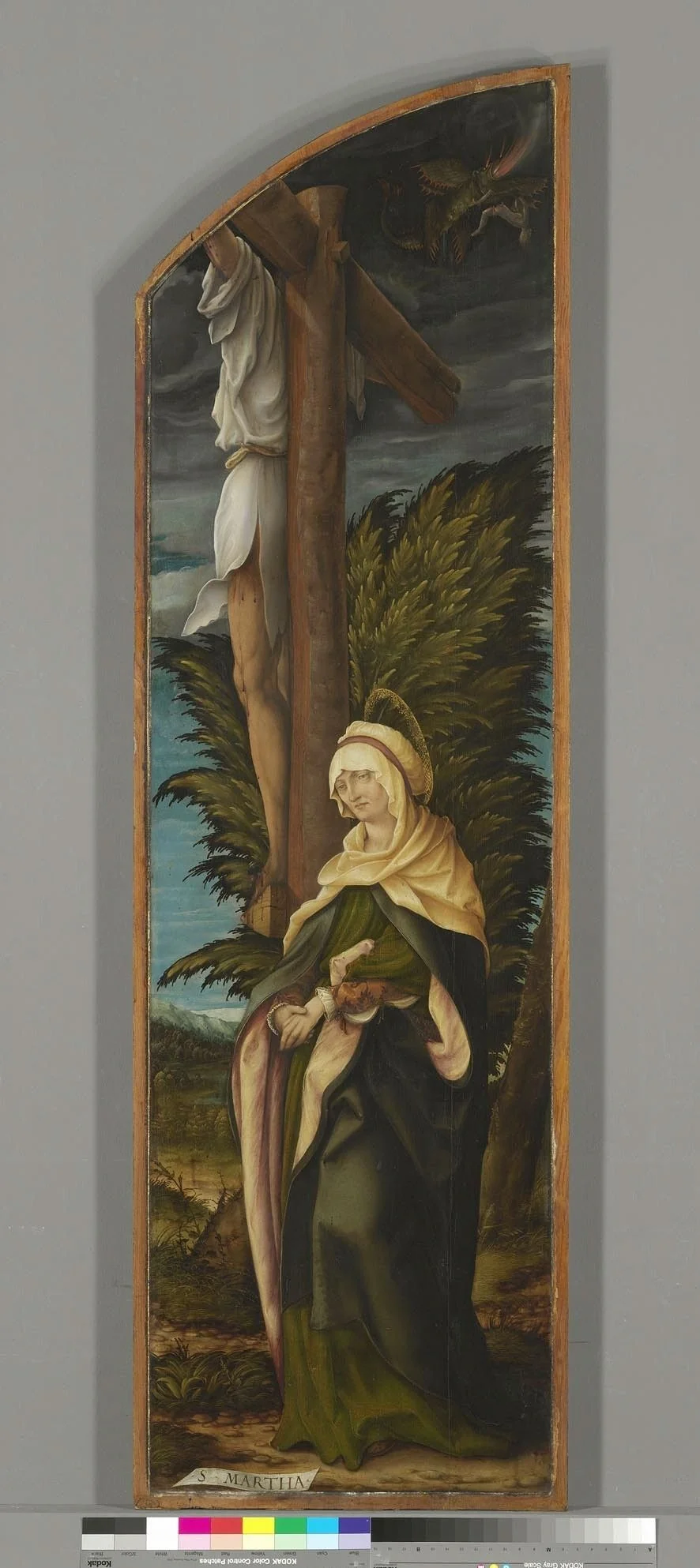 Kreuzigungsaltar, rechter Flügel: Der unbußfertige Schächer und die hl. Martha, detail