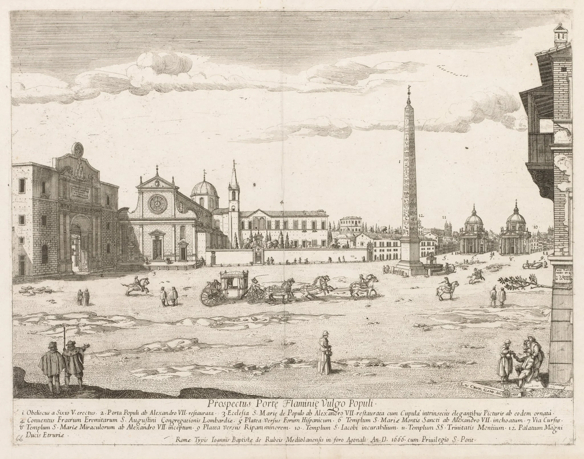 Piazza del Popolo from "Prospectus Locurum Urbis Romae Insign[ium]", detail