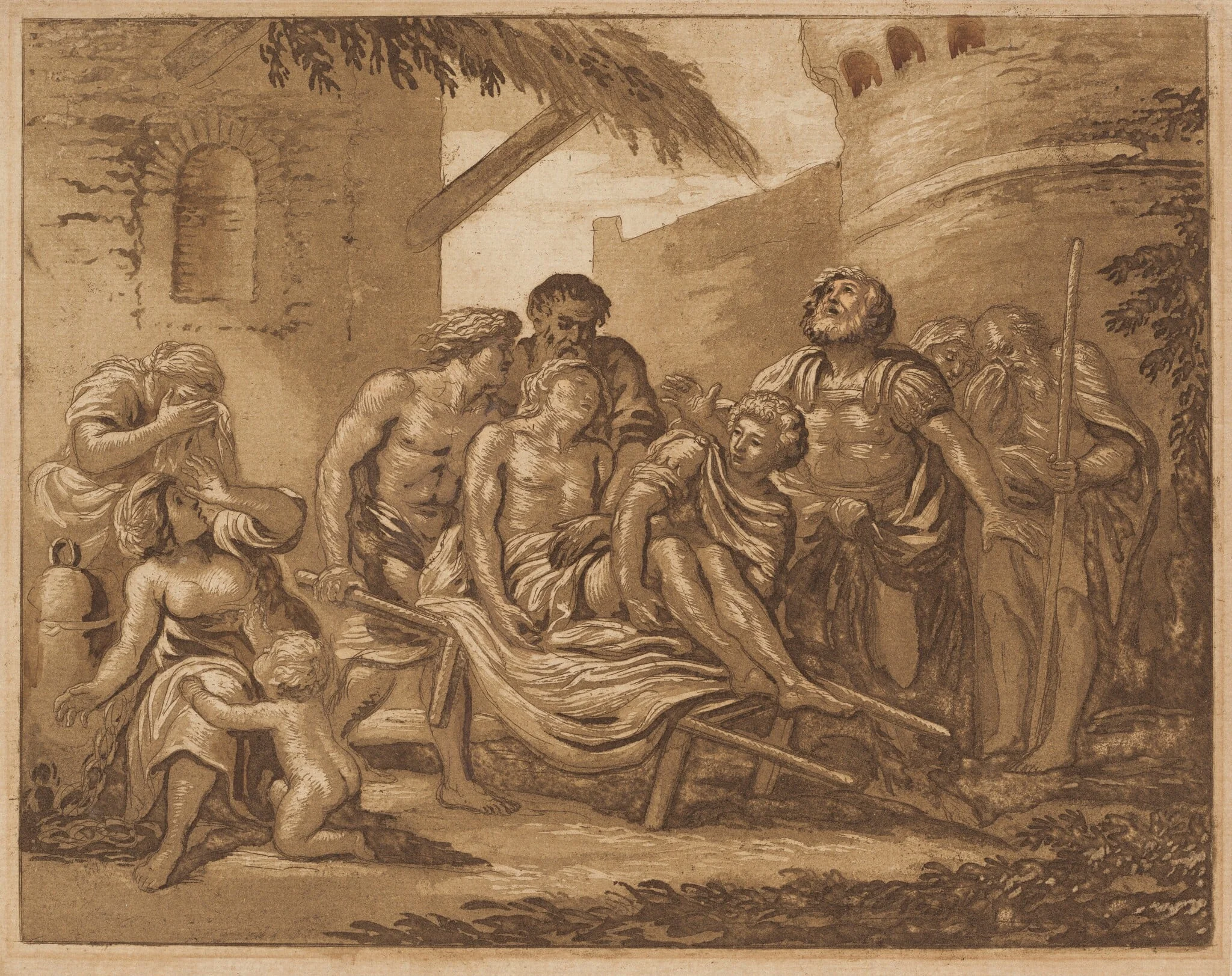 The Death of Hector on the Ramparts of Troy (recto) / Tancred and Erminia (verso), detail