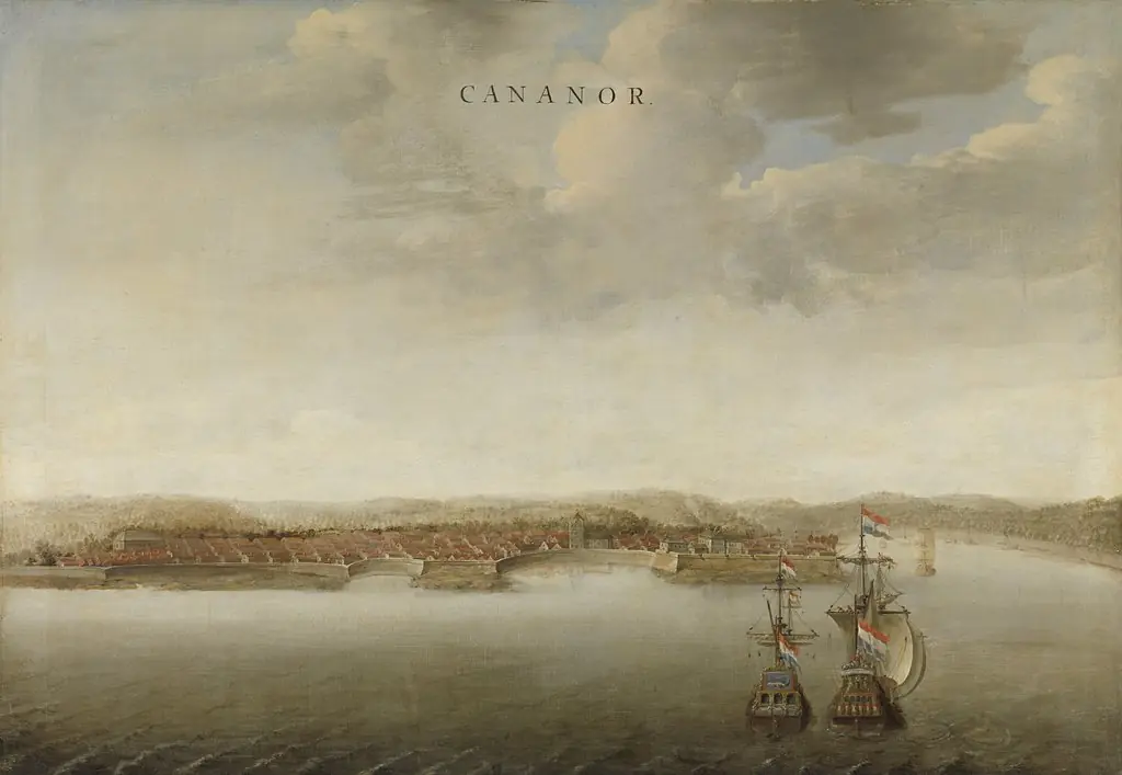 View of Cannanore on the Malabar Coast in India, by Johannes Vingboons, oil, 1662