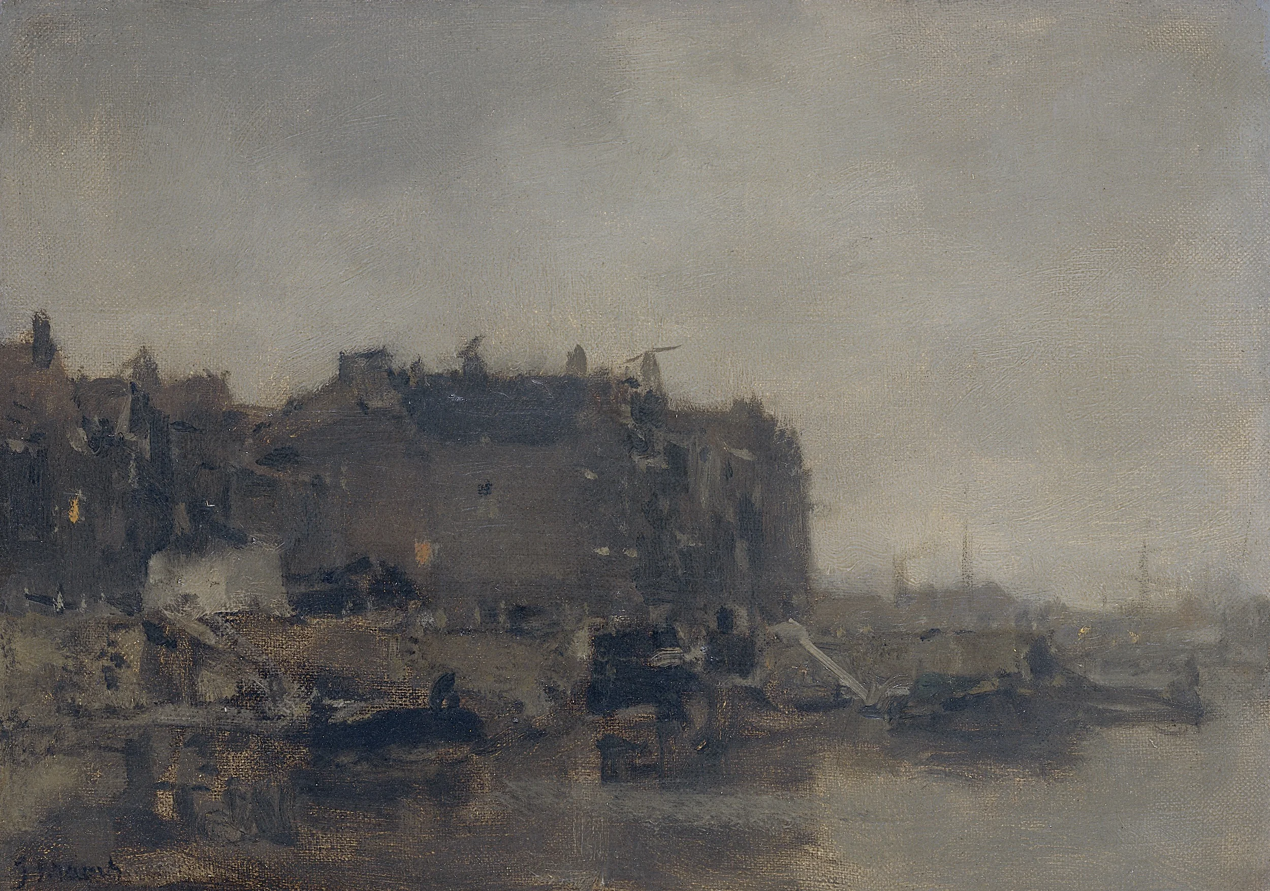 Houses on the Prins Hendrikkade, Amsterdam, on a Misty Day, detail