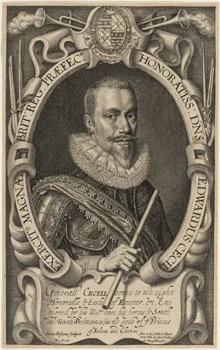 Edward Cecil, Viscount Wimbledon, by Simon van de Passe, ink, 1617
