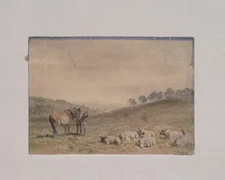 Landscape with Horses and Sheep, by Robert Hills, watercolor, 1790