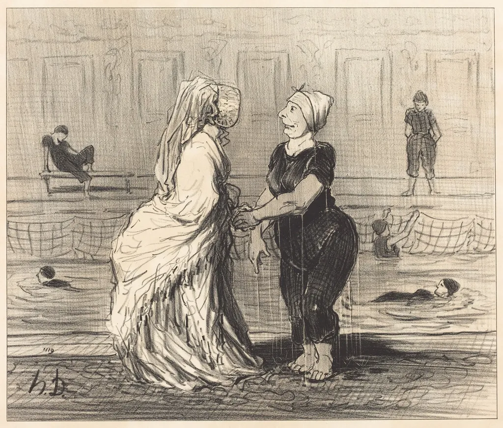 Chère baronne, je vous félicite..., by Honoré Daumier, ink, 1847