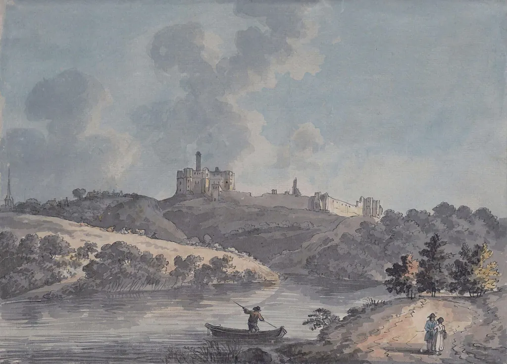 Warkworth Castle, by John Claude Nattes, watercolor, 1765