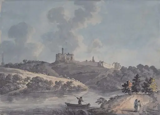 Warkworth Castle, by John Claude Nattes, watercolor, 1765