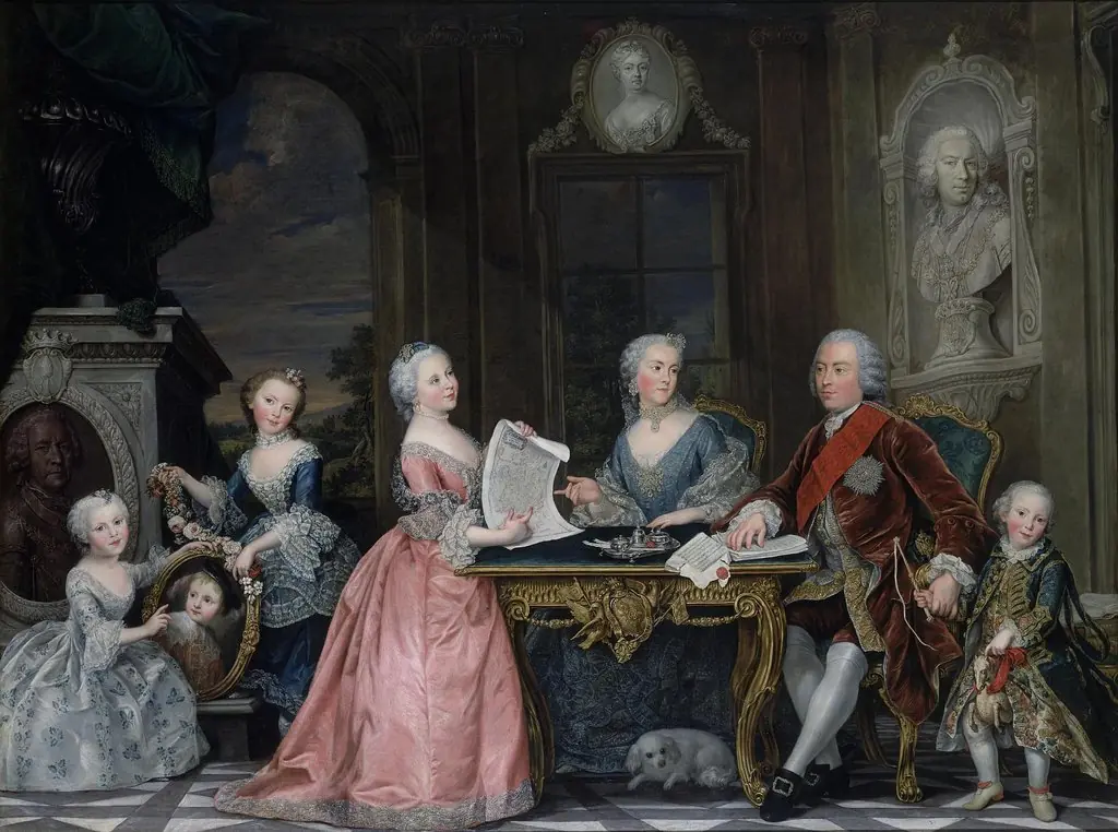Portrait of Ambassador P.G. Chernyshev with Family, by David Luders, oil, 1750