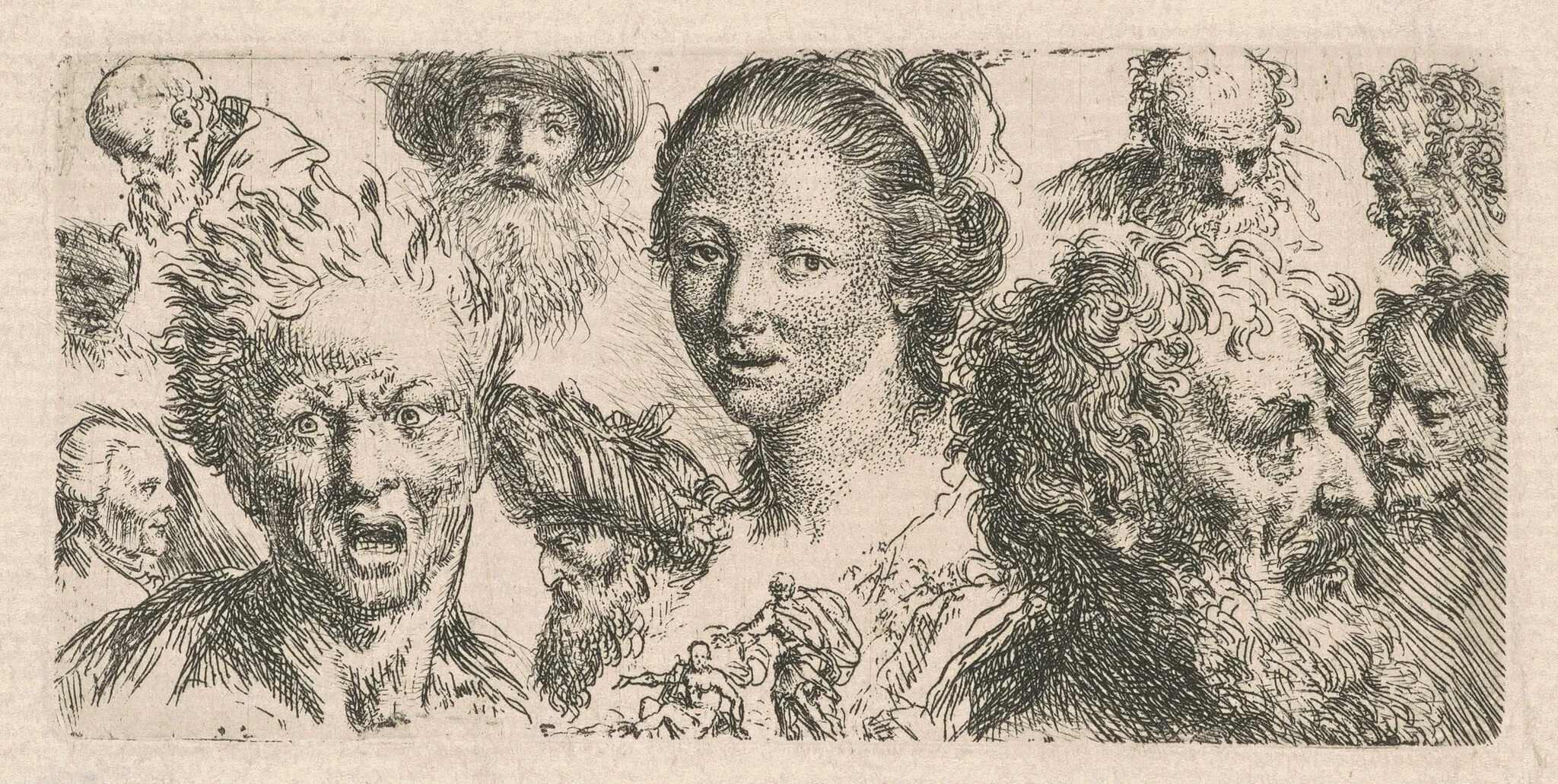 Studies of Eleven Heads, detail