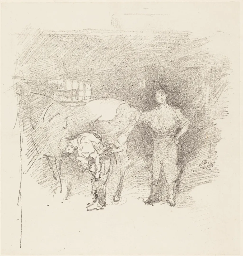 The Farriers, by James McNeill Whistler, ink, 1888