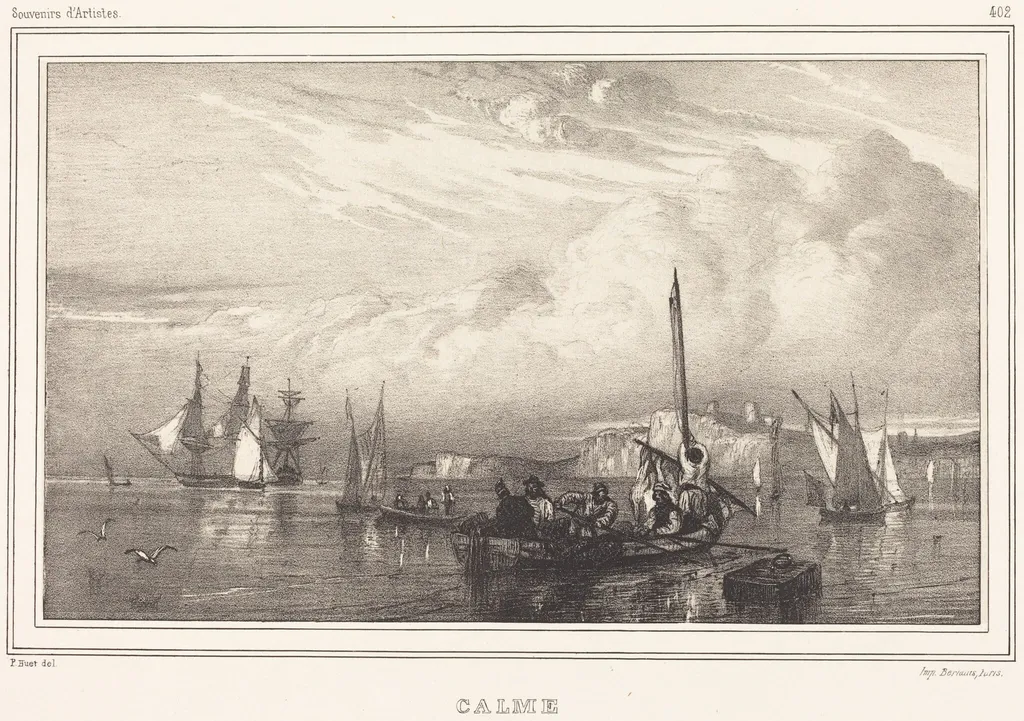 Calm (Calme), by Paul Huet, ink, 1832