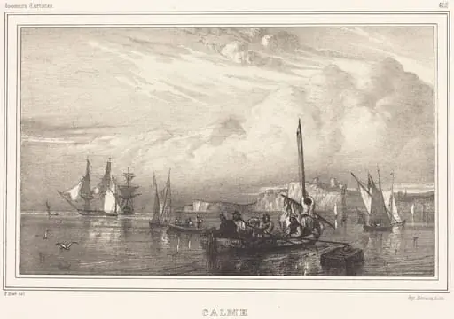 Calm (Calme), by Paul Huet, ink, 1832