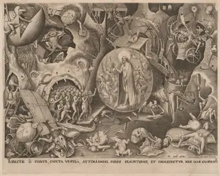The Descent of Christ into Limbo, by Pieter van der Heyden, ink, 1561