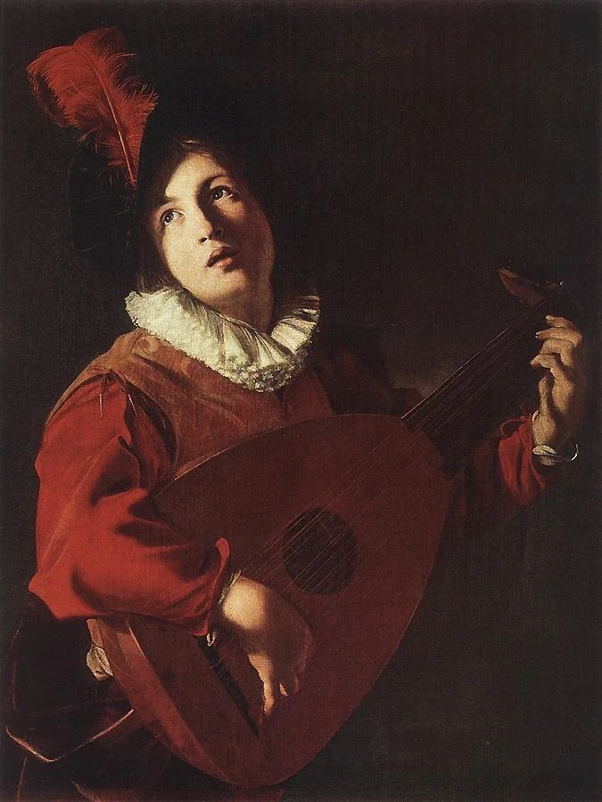 Lute Playing Young Man, detail