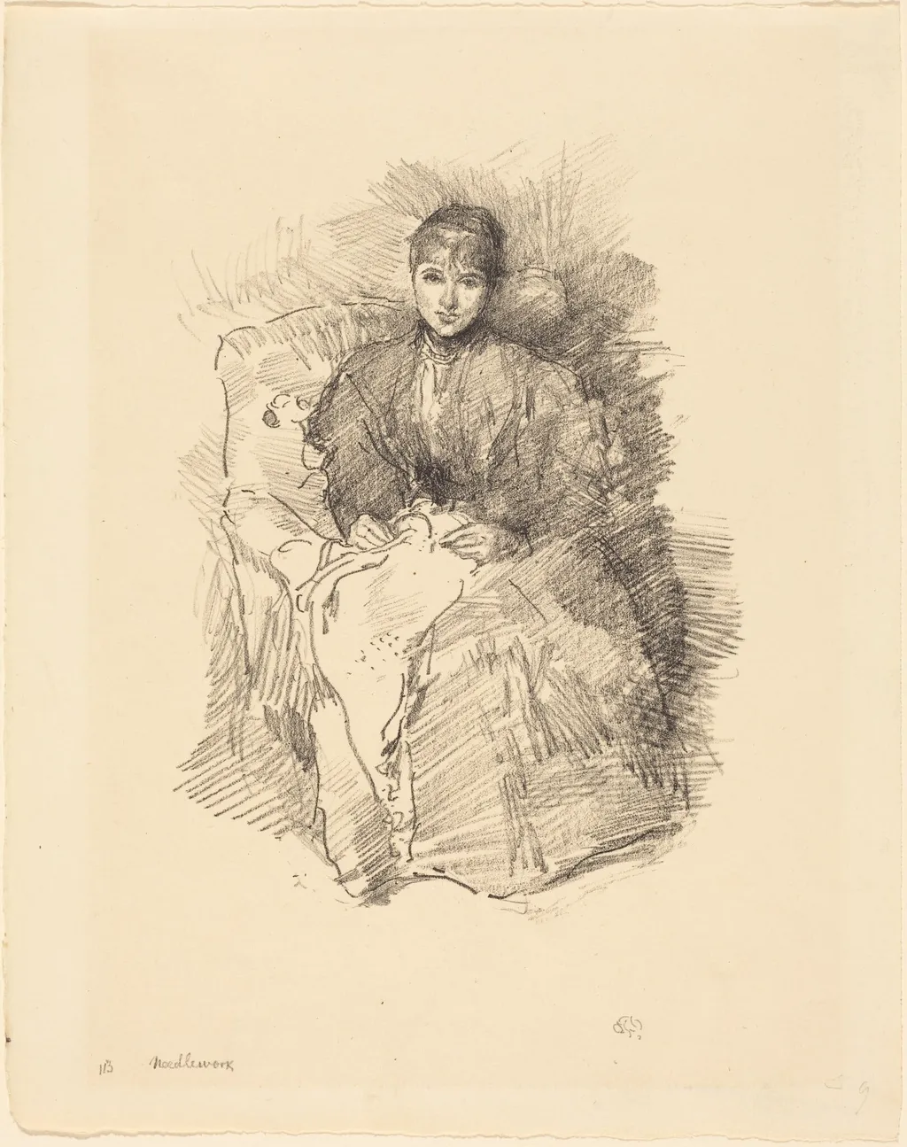 Needlework, by James McNeill Whistler, ink, 1896