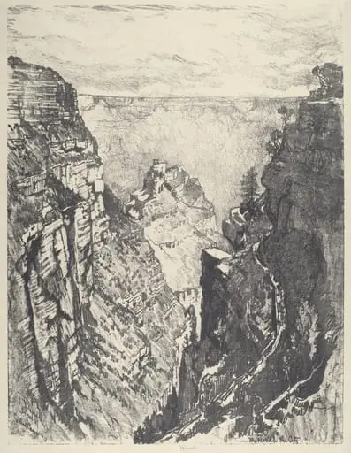 The Bright Angel Trail, by Joseph Pennell, ink, 1912