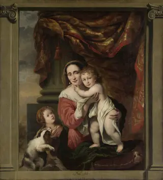 Caritas: Johanna de Geer (1629-91) with her children Cecilia Trip (1660-1728) and Laurens Trip (b 1662), by Ferdinand Bol, oil, 1664