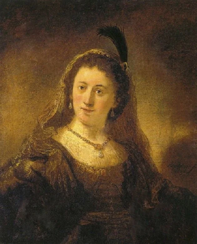 Saskia with a plumed veil, detail