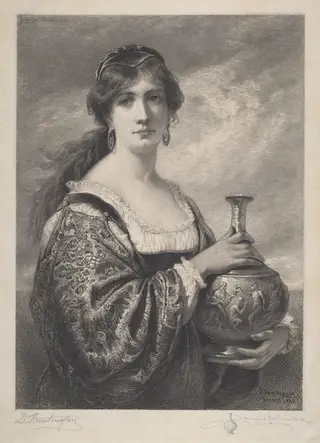 The Goldsmith's Daughter, by Daniel Huntington, ink, 1889