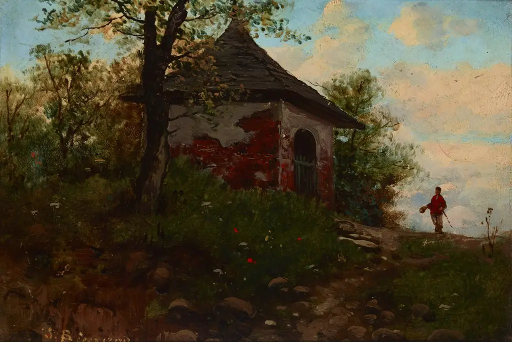 Landscape with a Wayside Shrine, by Seweryn Bieszczad, unspecified, 1897