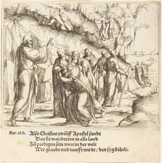 Christ Charges the Apostles of their Mission, by Augustin Hirschvogel, ink, 1548