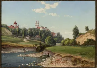 View of the church of Missionaries and Visitation Sisters in Vilnius, by Józef Marszewski, oil, 1870