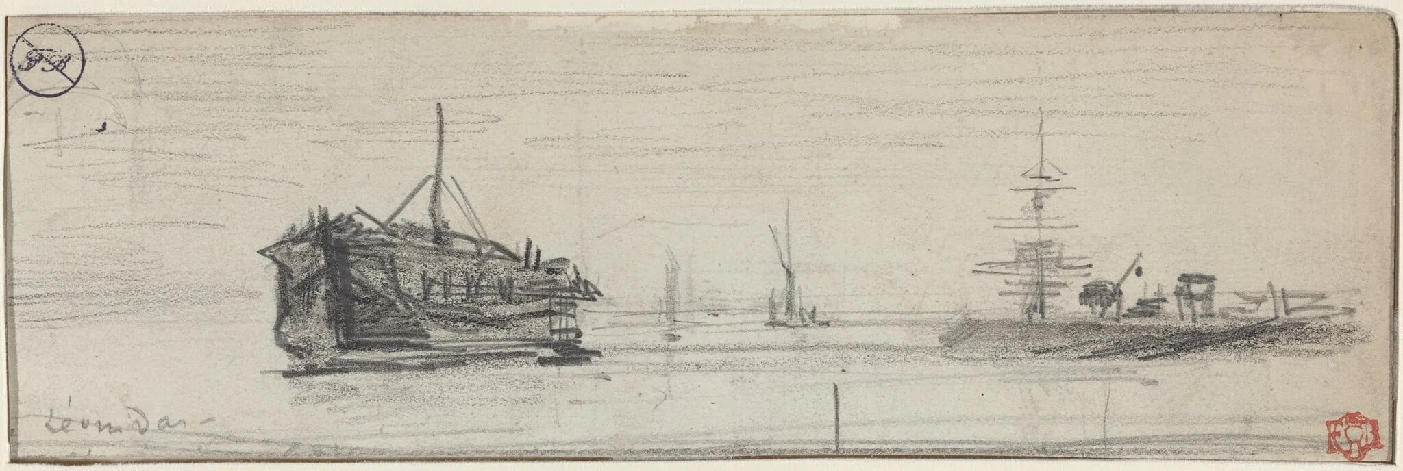 Shipping in the Port of London [recto], detail