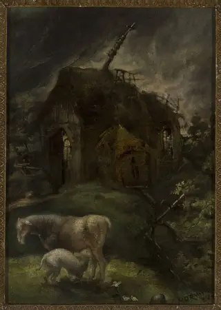 Ruined shrine, by Cyprian Norwid, oil, 1870