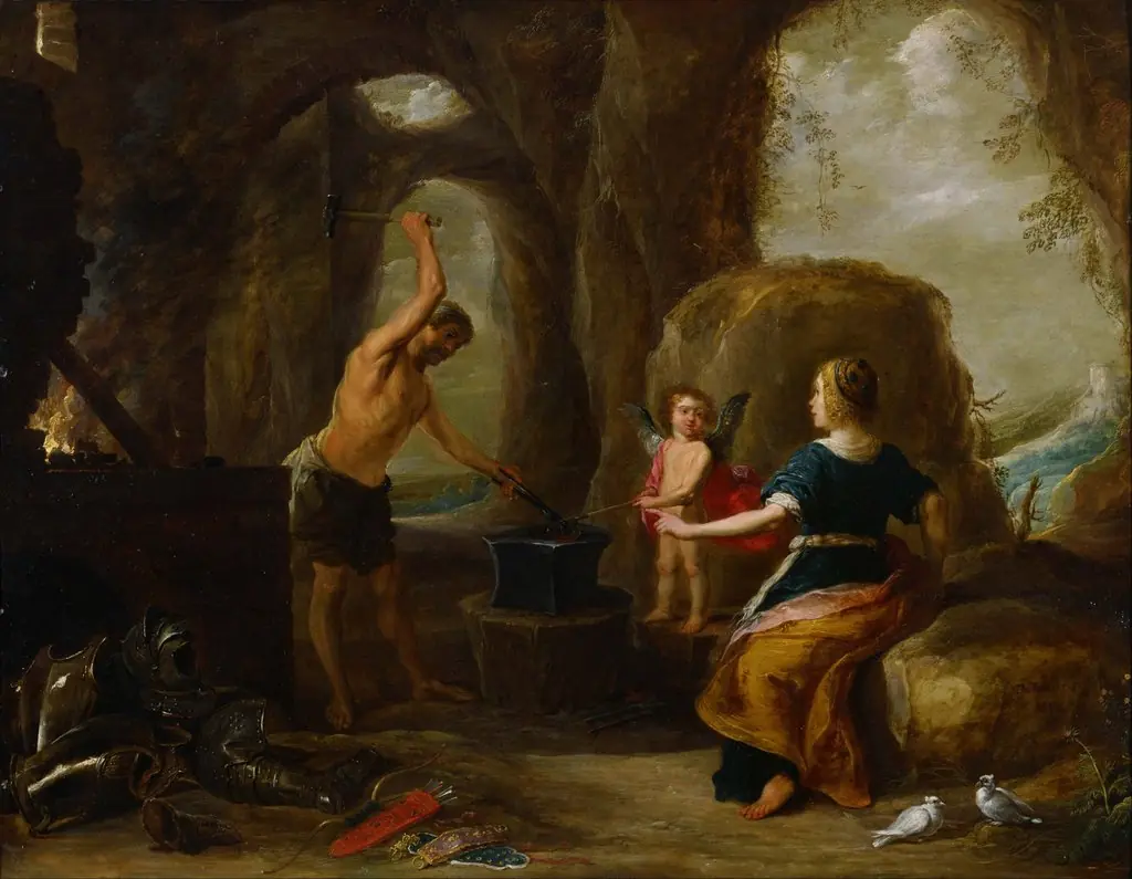 Venus Visiting Vulcan’s Forge, by David Teniers the Younger, oil, 1638