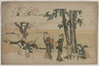 Woman Passing a Roadside Shop Near Oji, by Katsushika Hokusai, 1804