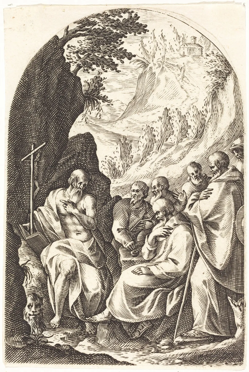 Saint Jerome Instructing his Disciples in the Desert, by Jacques Callot, ink, 1610
