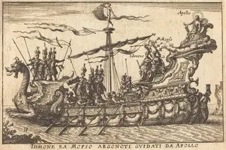 Idinone ea Mopso Argonoti guidati da Apollo, by Balthasar Moncornet, ink, 1634
